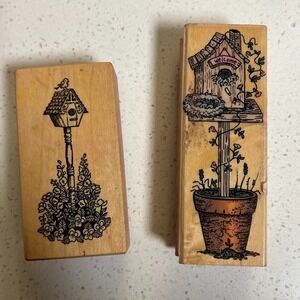 Vintage Hero Arts PSX Birdhouse Wood Mounted Rubber Stamps Set‎ of 2